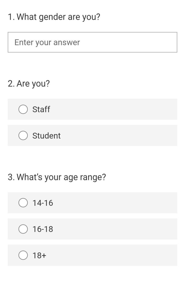 Survey on Recycling - Questions from 1-3