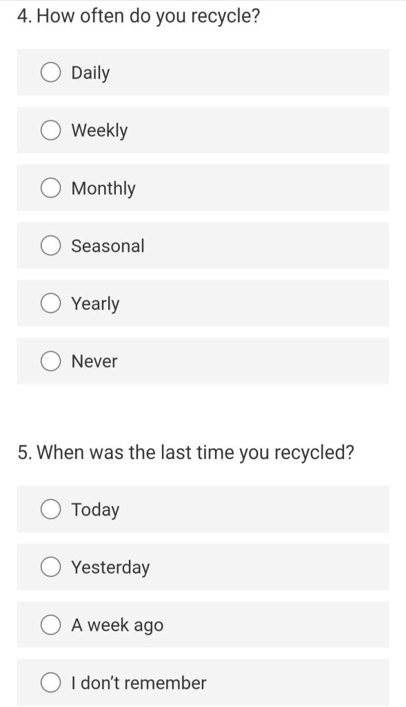 Survey questions from 4-5