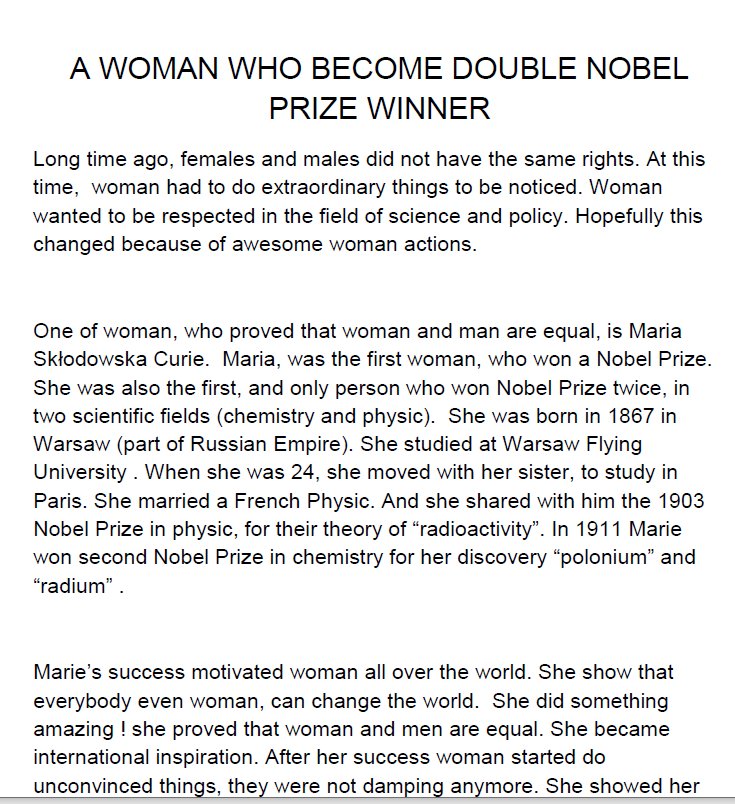 A WOMAN WHO BECOME DOUBLE NOBEL PRIZE WINNER